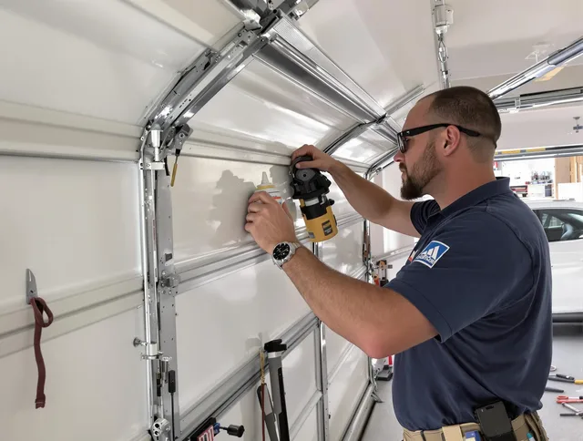 Lakeville Garage Door Repair technician quieting a noisy garage door in Lakeville