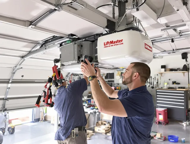 Lakeville Garage Door Repair technician performing advanced diagnostics on garage opener in Lakeville