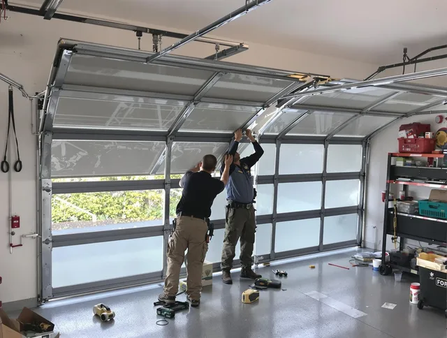 Lakeville Garage Door Repair expert performing precise panel replacement on Lakeville garage door
